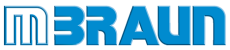 Blaues Logo Schriftzug M BRAUN