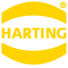 Gelbes Logo mit Schriftzug HARTING