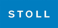 Blauer Kasten mit weißem Schriftzug Stoll