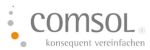Grau-oranges Logo von Comsol - konsequent einfach
