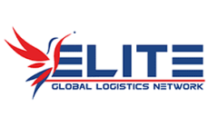 Rot-blauer Vogel mit dem Schriftzug ELITE Global Logistic Networks.
