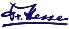 Blauer handschriftlicher Schriftzug Dr. Hesse