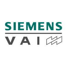 Grüner Schriftzug SIEMENS und grau VAI und Icon.