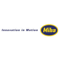 Blau-gelbes Logo Miba Innovation in Motion