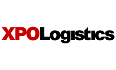 Rote Buchstaben XPO und schwarze Schrift Logistics