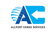 Dynamisches Logo mit den Buchstaben A und C in Blau sowie dem Namen Allport Cargo Services darunter.