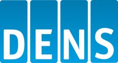 Logo blaue Kästen mit weißer Schrift DENS