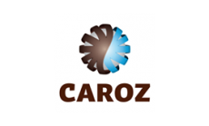 Rundes Kreis in blau-braun und Schriftzug Caroz.