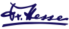 Blauer handschriftlicher Schriftzug Dr. Hesse