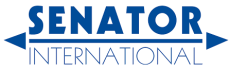 Blauers Logo mit Pfeilen SENATOR INTERNATIONAL