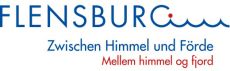 Blauer Schriftzug Flensburg Zwischen Hillem und Förde Mellem himmel og fjord